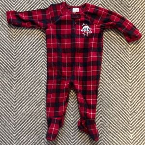 Disney Baby Christmas plaid Fleece Footies Pajamas 12-18 Months